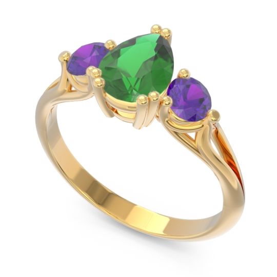 Three Stone Pear Shape Baspa Ring