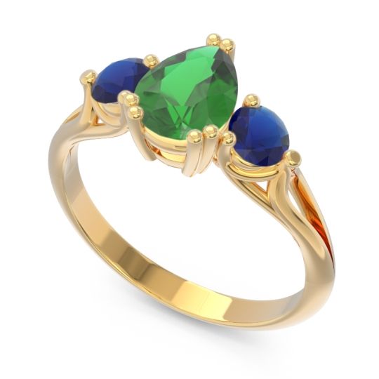 Three Stone Pear Shape Baspa Ring