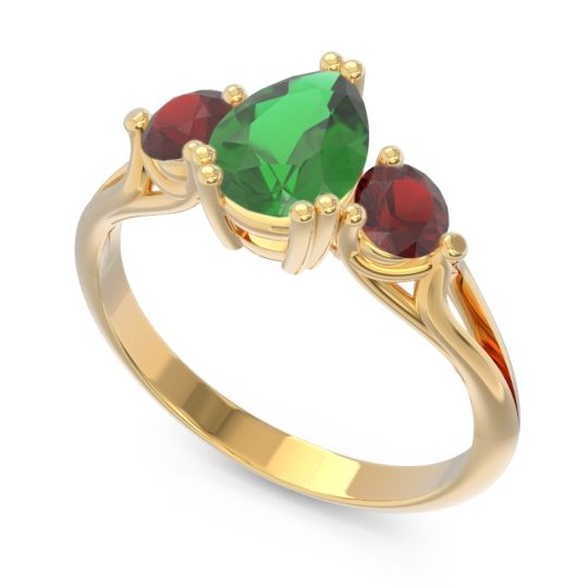 Three Stone Pear Shape Baspa Ring