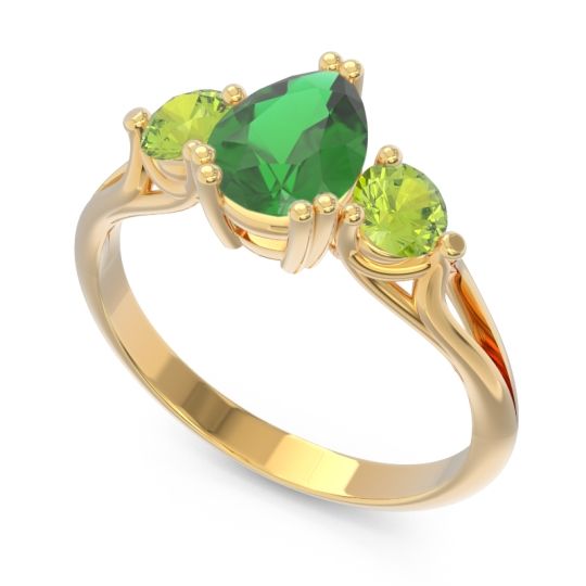Three Stone Pear Shape Baspa Ring
