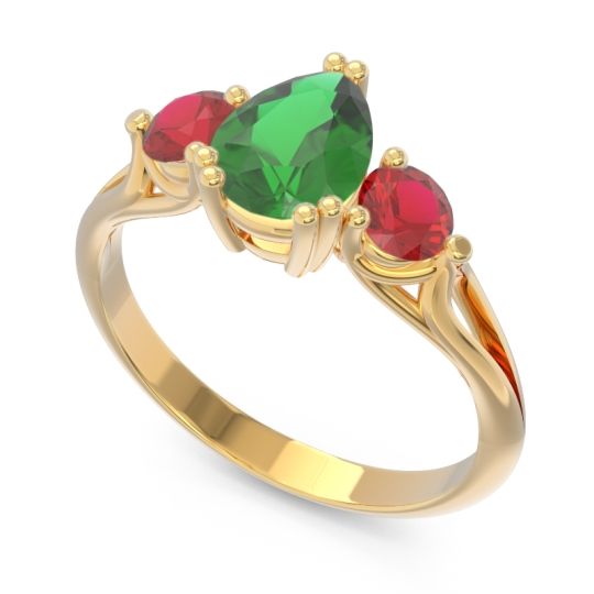 Three Stone Pear Shape Baspa Ring