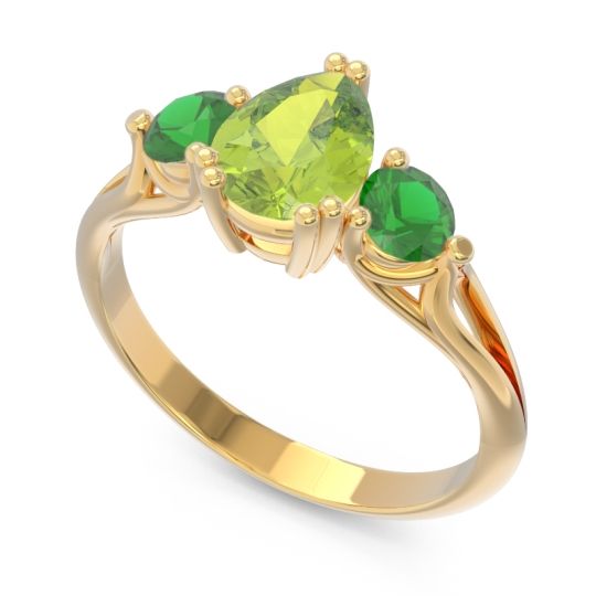 Three Stone Pear Shape Baspa Ring