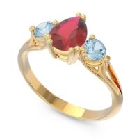 Three Stone Pear Shape Baspa Ring