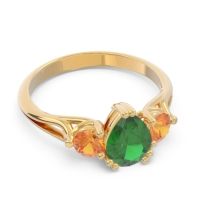 Three Stone Pear Shape Baspa Ring