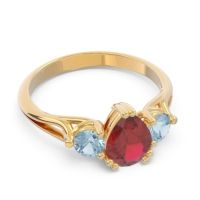 Three Stone Pear Shape Baspa Ring