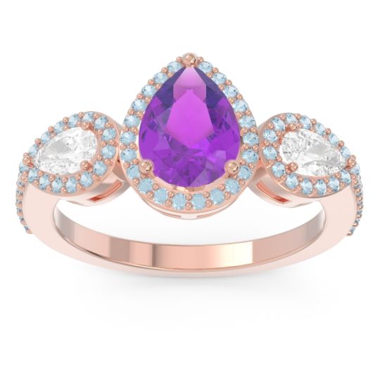 Halo Three Stone Pear Shape Varsana Ring