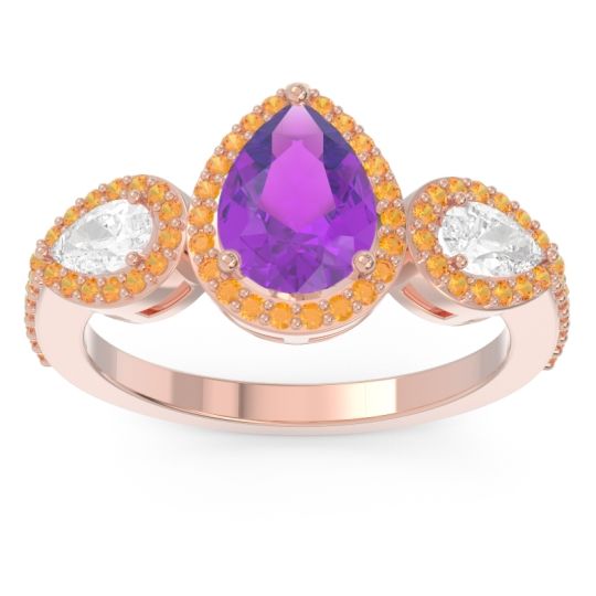 Halo Three Stone Pear Shape Varsana Ring