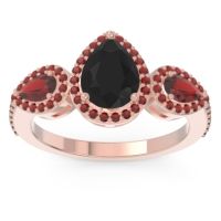 Halo Three Stone Pear Shape Varsana Ring