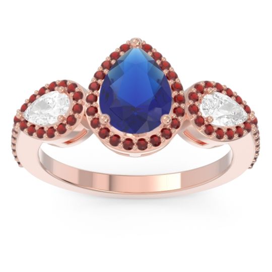 Halo Three Stone Pear Shape Varsana Ring