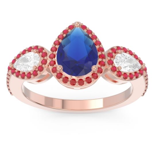 Halo Three Stone Pear Shape Varsana Ring