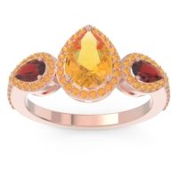 Halo Three Stone Pear Shape Varsana Ring