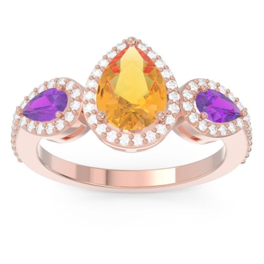 Halo Three Stone Pear Shape Varsana Ring