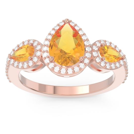 Halo Three Stone Pear Shape Varsana Ring