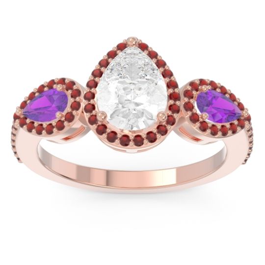 Halo Three Stone Pear Shape Varsana Ring