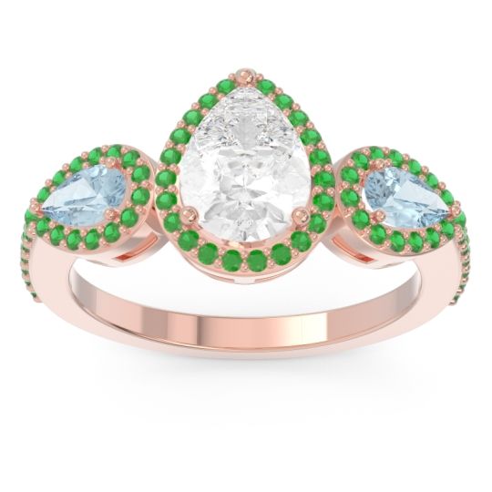 Halo Three Stone Pear Shape Varsana Ring
