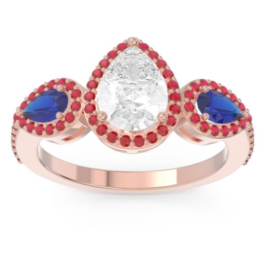 Halo Three Stone Pear Shape Varsana Ring