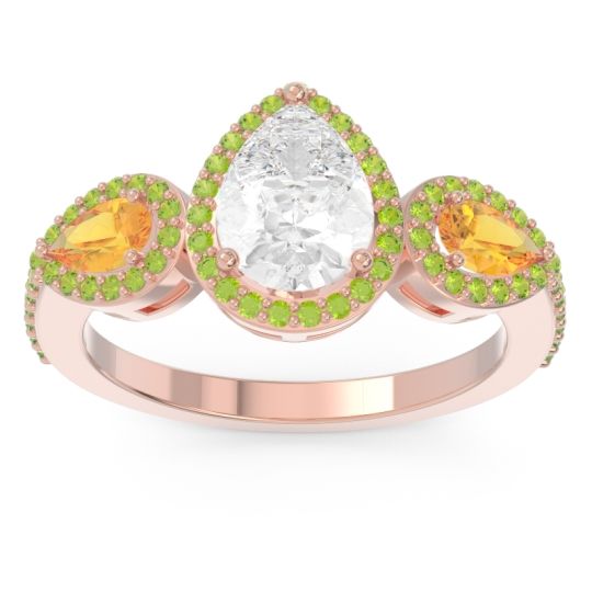 Halo Three Stone Pear Shape Varsana Ring