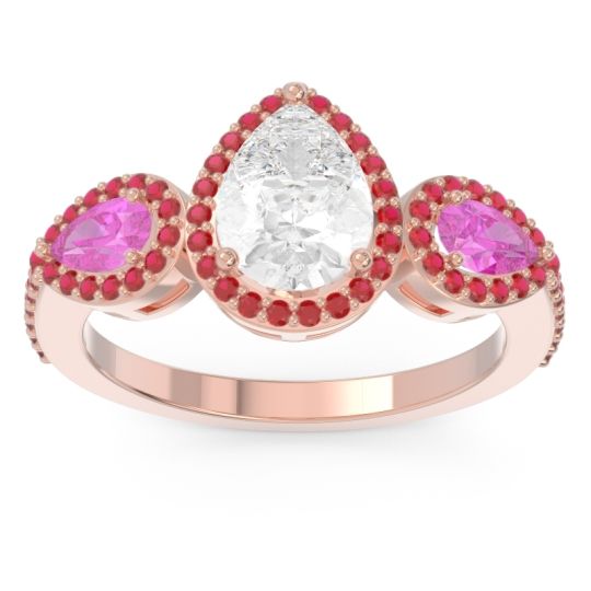 Halo Three Stone Pear Shape Varsana Ring