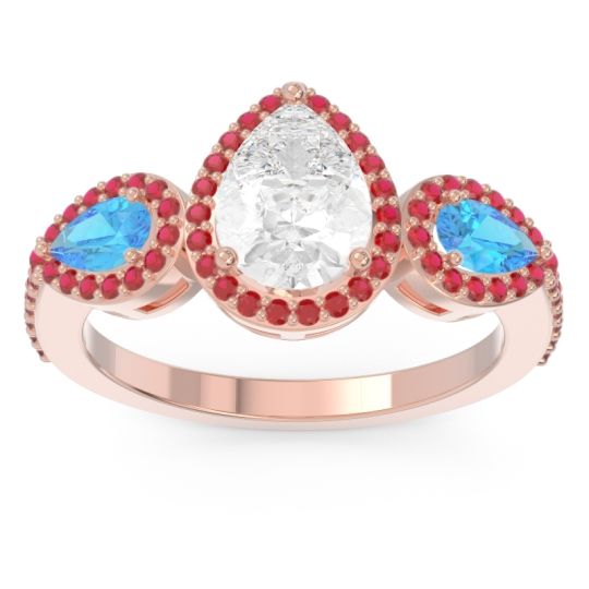 Halo Three Stone Pear Shape Varsana Ring