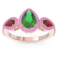 Halo Three Stone Pear Shape Varsana Ring