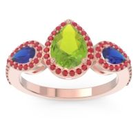 Halo Three Stone Pear Shape Varsana Ring