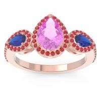 Halo Three Stone Pear Shape Varsana Ring