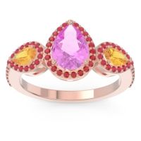 Halo Three Stone Pear Shape Varsana Ring