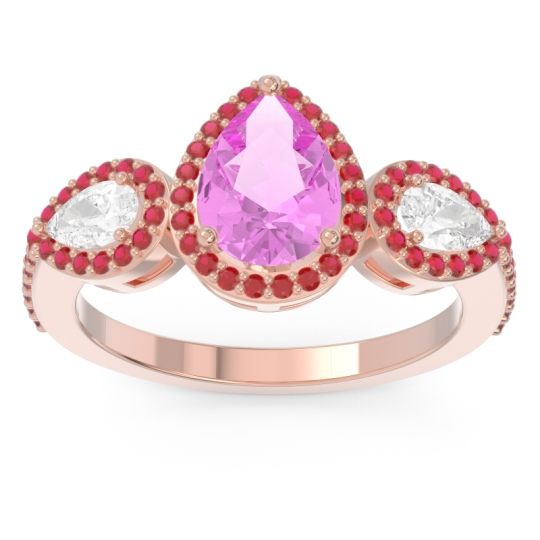 Halo Three Stone Pear Shape Varsana Ring