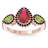 Halo Three Stone Pear Shape Varsana Ring