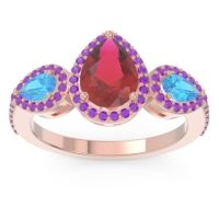 Halo Three Stone Pear Shape Varsana Ring