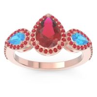 Halo Three Stone Pear Shape Varsana Ring