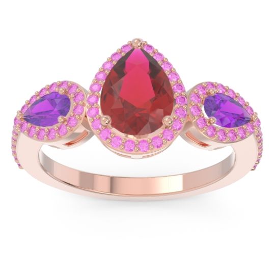 Halo Three Stone Pear Shape Varsana Ring