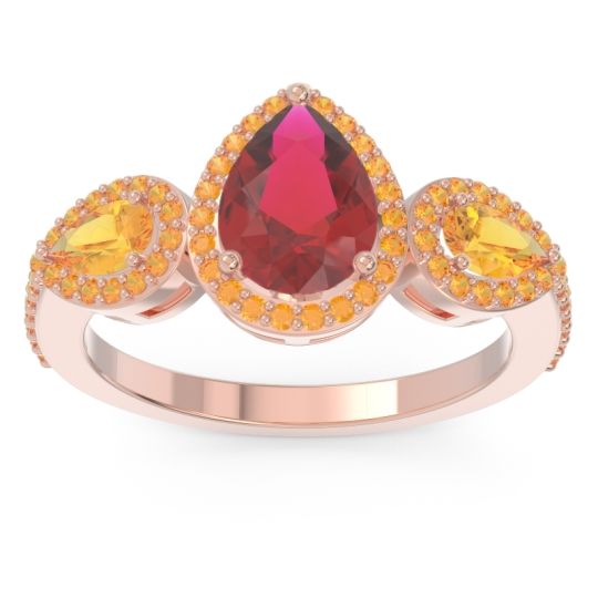 Halo Three Stone Pear Shape Varsana Ring