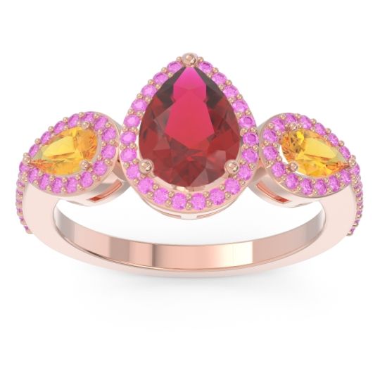 Halo Three Stone Pear Shape Varsana Ring