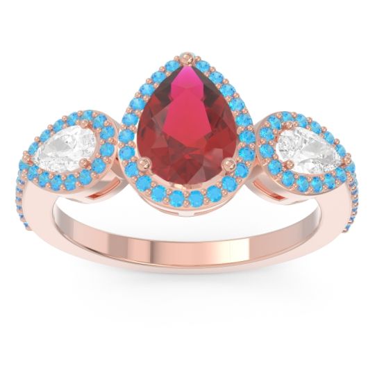 Halo Three Stone Pear Shape Varsana Ring