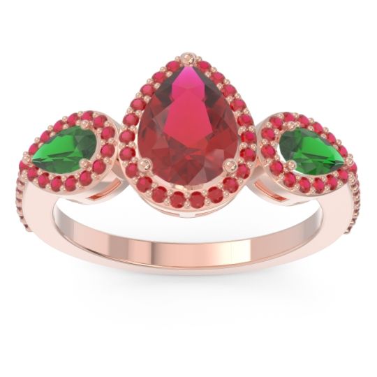 Halo Three Stone Pear Shape Varsana Ring