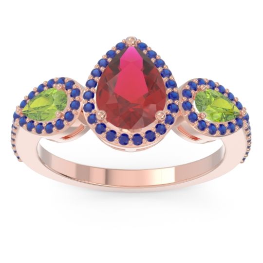 Halo Three Stone Pear Shape Varsana Ring