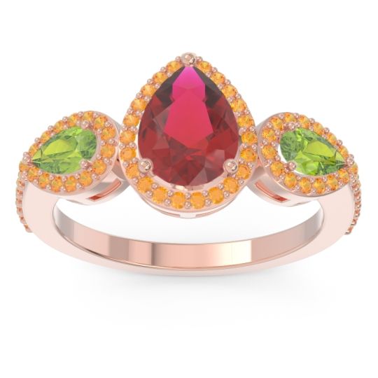 Halo Three Stone Pear Shape Varsana Ring