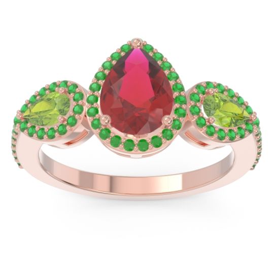 Halo Three Stone Pear Shape Varsana Ring