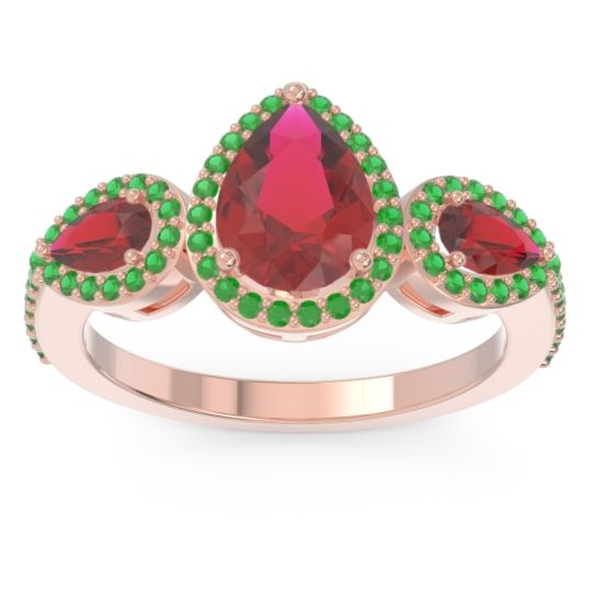 Halo Three Stone Pear Shape Varsana Ring