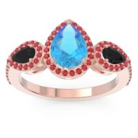 Halo Three Stone Pear Shape Varsana Ring