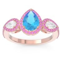 Halo Three Stone Pear Shape Varsana Ring