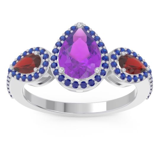 Halo Three Stone Pear Shape Varsana Ring