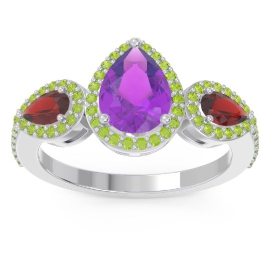 Halo Three Stone Pear Shape Varsana Ring
