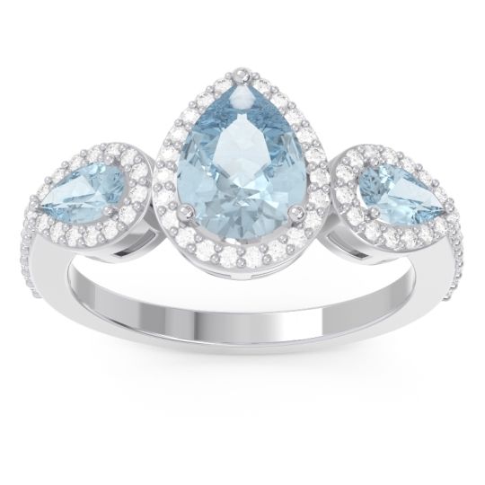 Halo Three Stone Pear Shape Varsana Ring
