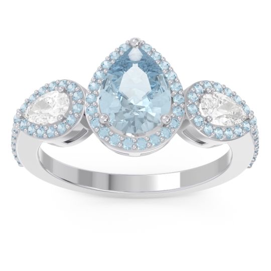 Halo Three Stone Pear Shape Varsana Ring