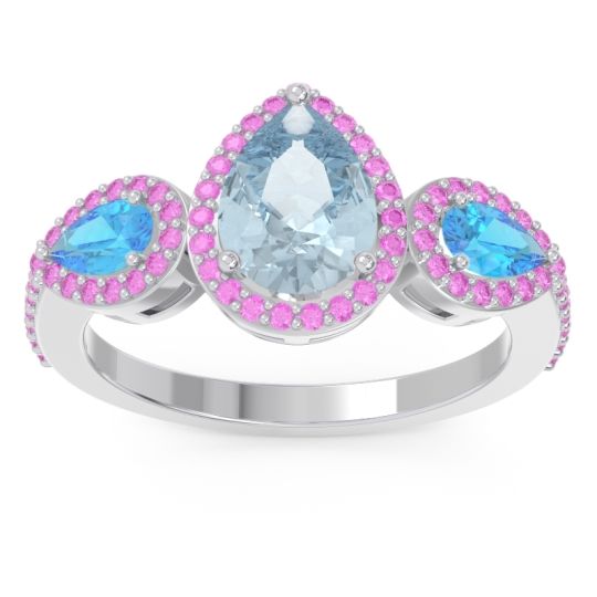 Halo Three Stone Pear Shape Varsana Ring