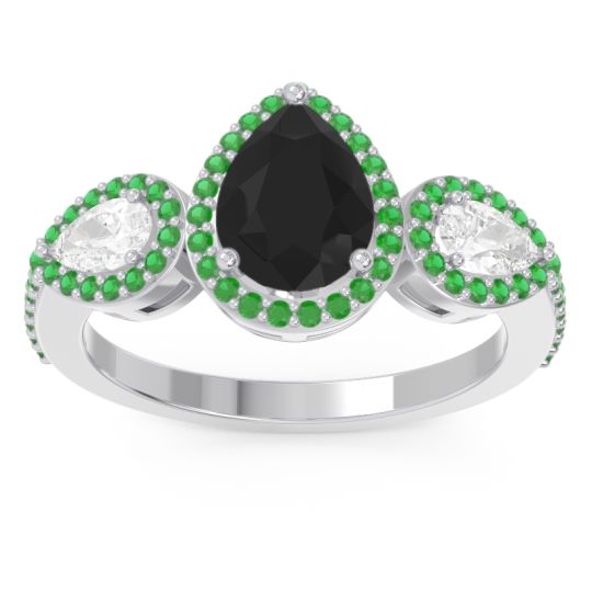 Halo Three Stone Pear Shape Varsana Ring