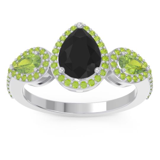 Halo Three Stone Pear Shape Varsana Ring