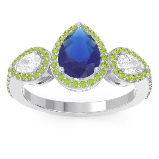 Halo Three Stone Pear Shape Varsana Ring